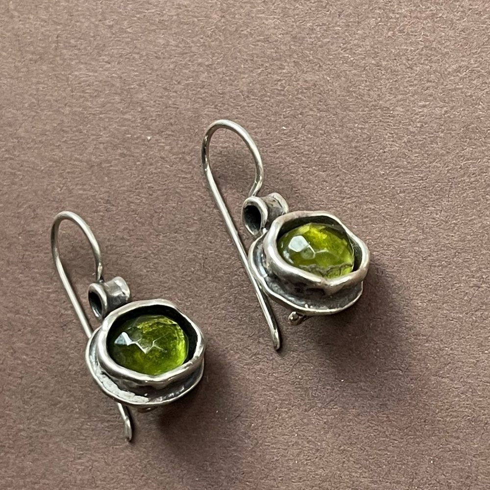 Silpada green glass sterling silver earrings